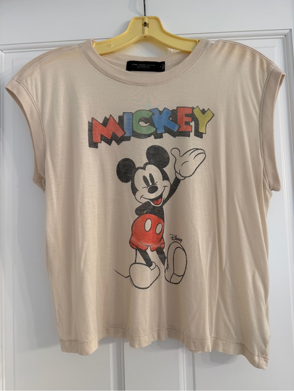 Junk Food Clothing Women's Waving Mickey Vintage Tissue Tank
